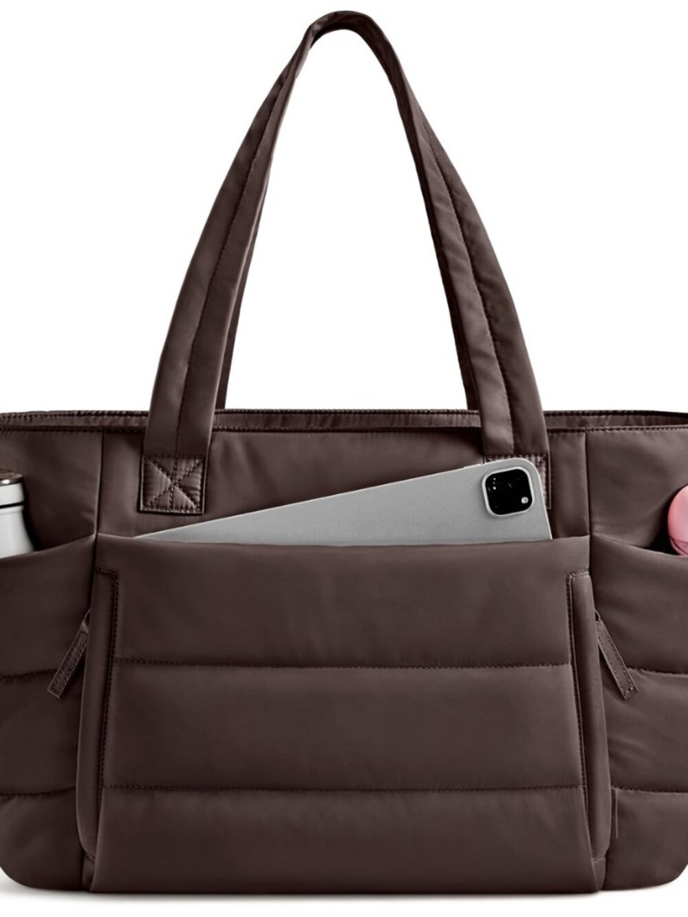 Tote Bag for Women with Zipper, Quilted Puffer Tote Bag with Compartments
